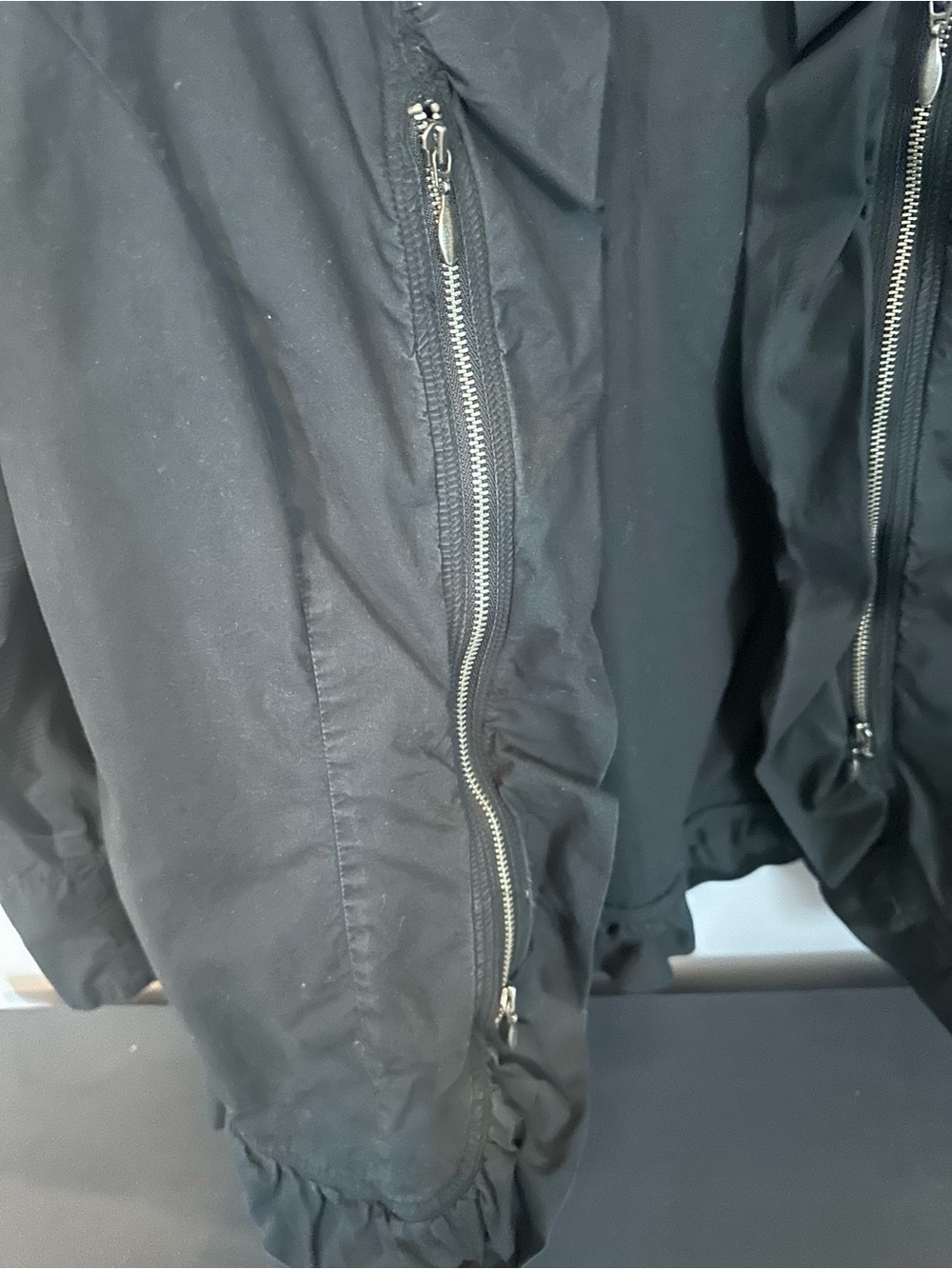 Chico's Black Ruffle-Trim Zip Jacket - Picture 3 of 4